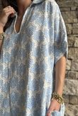 Royal Palm Pillow Cotton Dress Blue